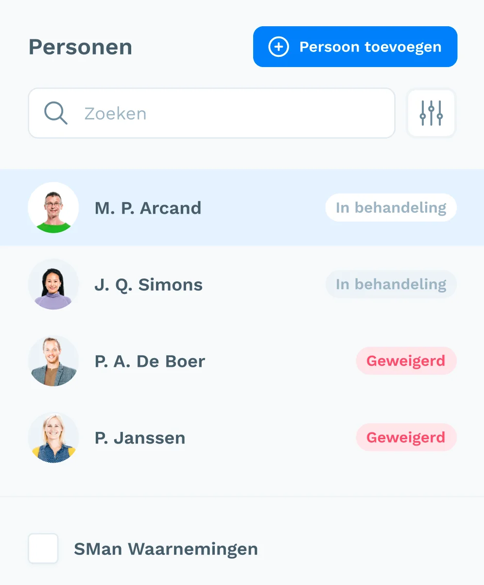 Overzicht van roostergroepen en medewerkers in het roosterprogramma van Fastis
